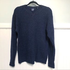 Vintage Gap Blue 100% Wool V-Neck Pullover Sweater